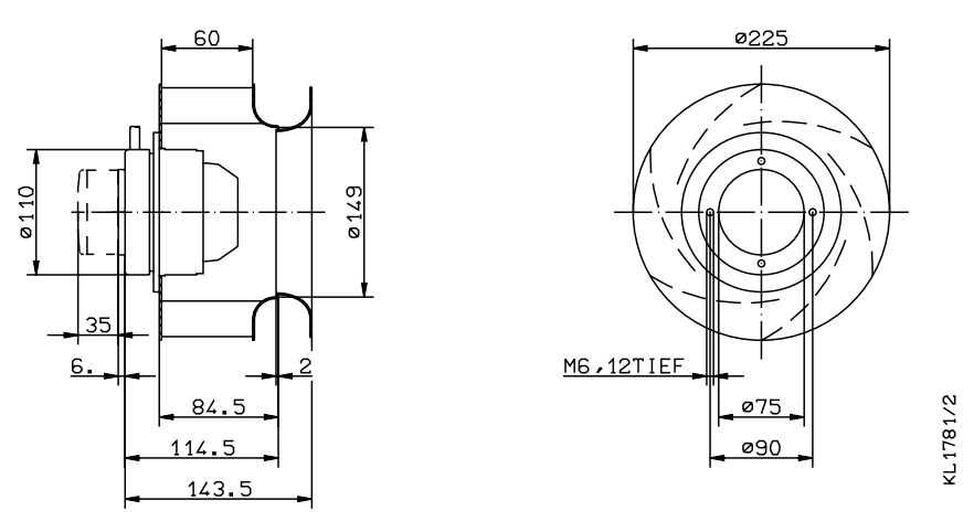 Чертеж вентилятора RH22M-2EK.1B.2R, арт. 121 863